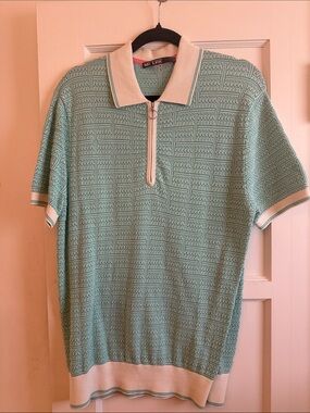 Mr Turk Mint Green Zip Polo Sweater